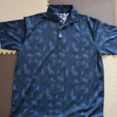 クランク ゴルフ XL ポロシャツ ダークブルー 葉柄