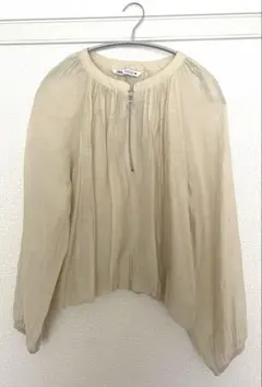ZARA ベージュ 長袖シャツ フロントファスナー