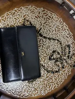 ハナエ　モリブラックフォーマルバッグ レザー チェーンストラップ