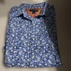 LANDS'END 花柄 長袖シャツ ブルー Sサイズのサムネイル