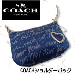 COACH コーチ ショルダーバッグ ハートデザイン ナイロン ネイビー