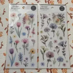 セリア シールセレクション 透明フラワー 花柄 ２種セット