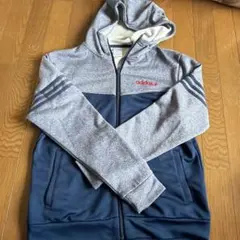 adidas NEO ジップアップパーカー グレー ネイビーのサムネイル