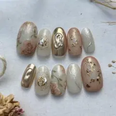 No.339 ネイルチップ オレンジ キラキラ ちゅるん 星 秋 ハロウィン
