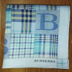 バーバリーハンカチ（水色、チェック、B）