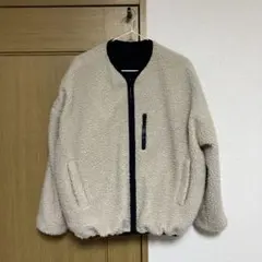 アイボリー 黒　ボア　ジャケット　ブルゾン　リバーシブル　大きめ