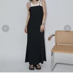 新品　Aunt Marie’s マーメイドラインロングキャミワンピース　ブラック