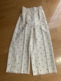 cocaホワイトドット柄ワイドパンツ Mサイズ