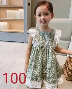 新品 キッズ服 100 ワンピース レース 夏服 女の子 韓国
