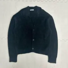 ファー風ニットカーディガン Vネック シャギー ブラック ZARA
