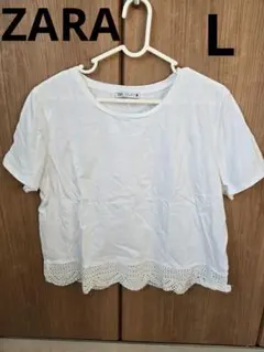 ZARA ホワイト 半袖 Tシャツ Lのサムネイル