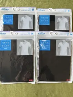 ユニクロ　エアリズムデオドラントメッシュVネックT4枚セット　Mサイズ　黒　新品