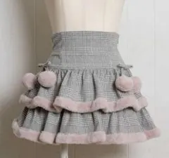 pium ピウム ファー付きティアードミニスカート