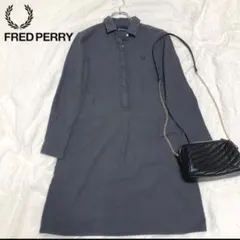 フレッドペリー　ウールシャツワンピース 袖裏チェック　グレー