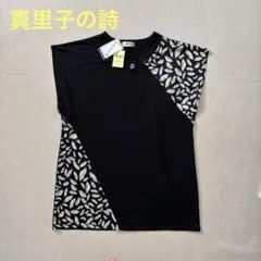 真里子の詩 黒 Tシャツ フレンチスリーブ　LLサイズ