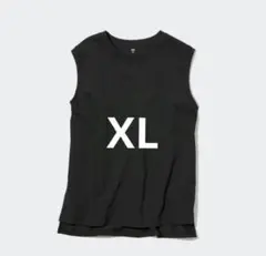 ユニクロ エアリズムコットン ノースリーブT ブラック XL サイドスリット美品