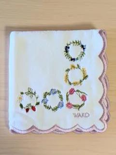 銀座 和光（WAKO）刺繍デザイン タオルハンカチ 花 フラワーのサムネイル