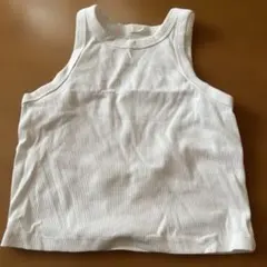 ホワイト リブ編み タンクトップ S