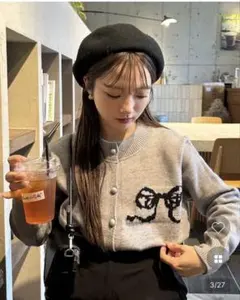 nuguリボンポイントラウンドカーディガン