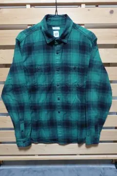 GAP ギャップ ヘビーネルシャツ M グリーン/ブラック チェック