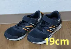 New Balance 19cm スニーカー ネイビー/オレンジ
