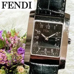 稼働 美品】 FENDI 腕時計 6000L FFロゴ スクエア 黒文字盤 銀 - メルカリ