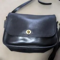 COACH オールドコーチショルダーバック　ターンロック　ブラックレザー