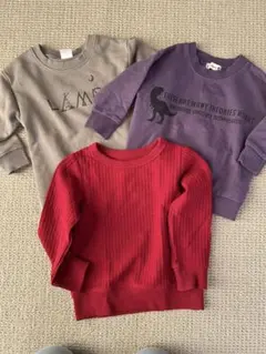 ベビー トレーナー 3点セット グレー 紫 赤