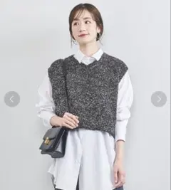 【美品】ユナイテッドアローズ　グリッターラメノースリーブニットベスト　ブラック