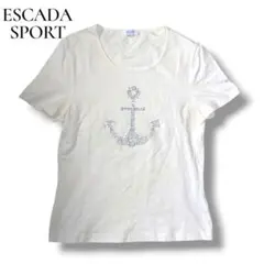 【エスカーダスポーツ】ラインストーン　アンカーロゴ Tシャツ　M ホワイト系のサムネイル