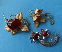 ヴィンテージ 花モチーフ ブローチセット
