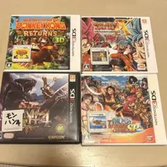 3DS ソフト4本セット ドンキーコング モンハン4 ワンピース