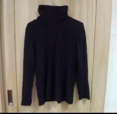 ユニクロ フリースタートルネックT(長袖) 黒 Lサイズ WOMAN