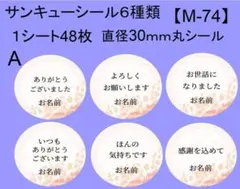 サンキューシール48枚【M-74】メッセージ/ギフト/おめでとう/ハンドメイド