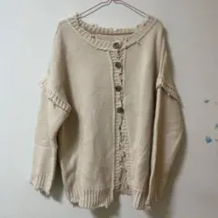 INGNI 2WAY ビッグシルエットダメージ加工カーディガン アイボリー M