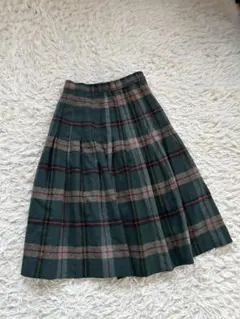 イトキンAilemagrace グリーン系チェック柄プリーツスカート
