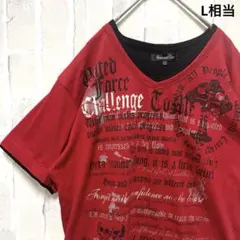 平成 ギャル男 フェアリーグランジy2k 英字 髑髏 スカル vネック ロンT 