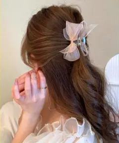 シフォン リボン ヘアクリップ 2個set ヘアリボン ヘアアクセ