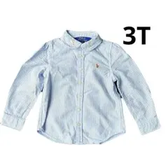 ラルフローレン　ポロシャツ　水色　ストライプ3T