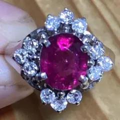 天然ルビーリング ビルマ産 1.143ct Dia0.34ct - メルカリ