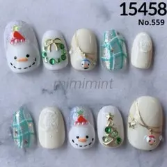 ①⑤④⑤⑧✳︎現品✳︎ネイルチップ　クリスマスネイル　スノーマンネイル