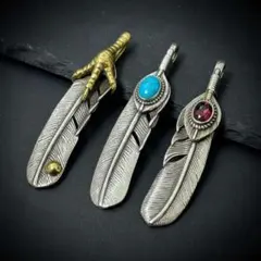 ★特価！羽根フェザーモチーフ ペンダント 3点セット インディアンジュエリー