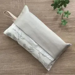 ソフトパックティッシュカバー ボタニカルフラワー ライトグレー シンプル 北欧