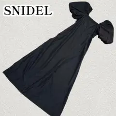 SNIDEL スナイデル ギャザーパフスリーブワンピース 黒 ブラック