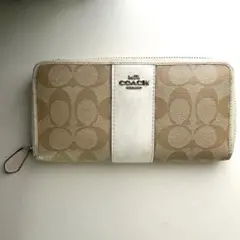 COACH 長財布 シグネチャー ベージュ ホワイト