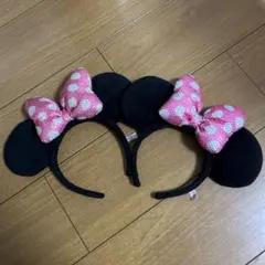 ミニー　カチューシャ　ピンク　スパンコール