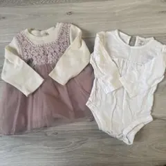 レース付きドレス風ロンパースセット