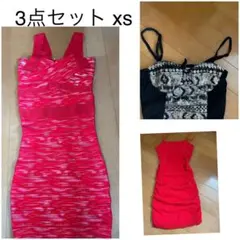 週末セール　3点セット　xsサイズ　ミニワンピース　ボディコン　ベアトップ