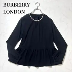 バーバリーロンドン ペプラム カシミヤ混 カットソー ノバチェック ホースロゴ