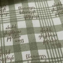 オックス 英字 ウェーブチェック グリーン 1M 生地